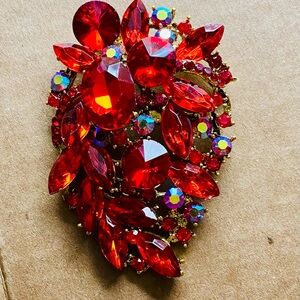 Stunning Red Gemstone Brooch